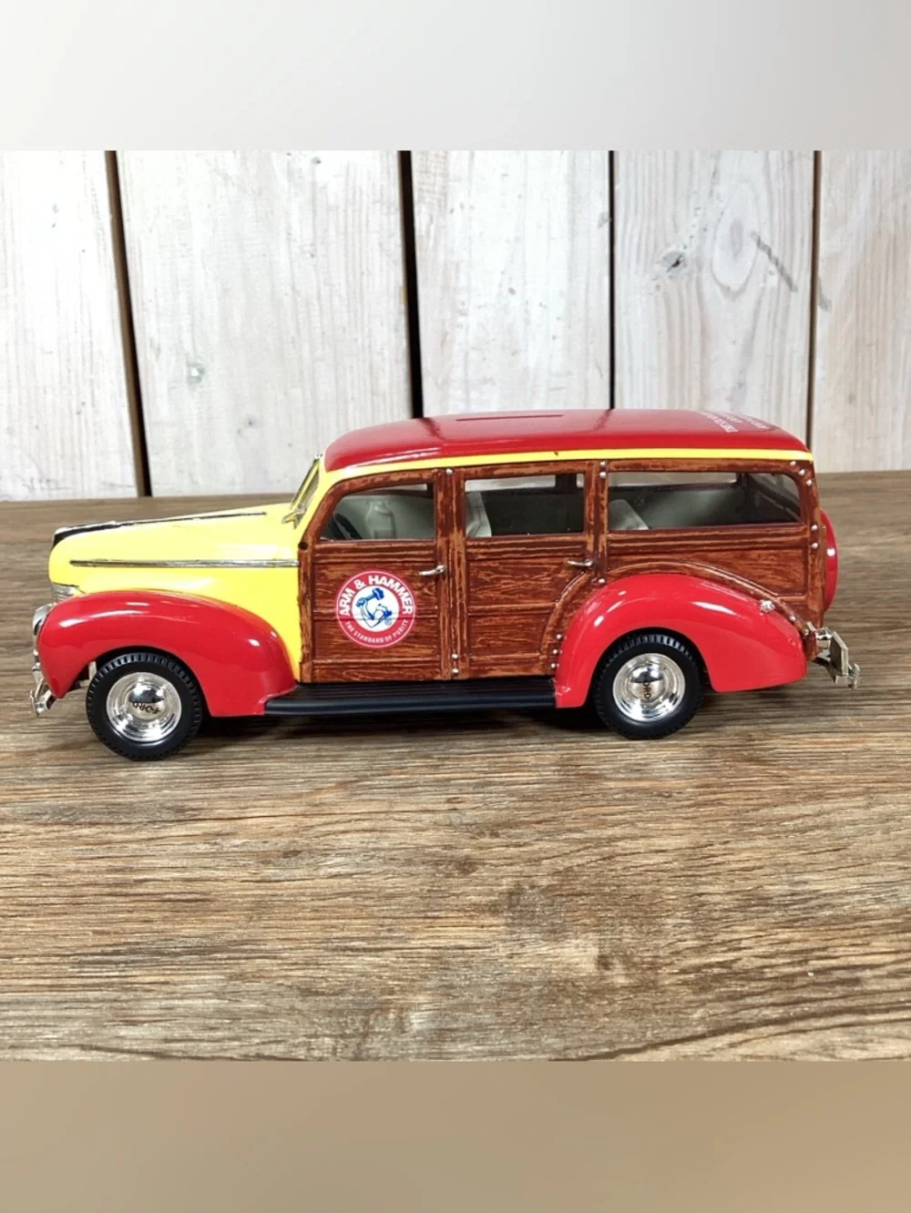 NIB Promotional Die Cast Arm & Hammer Bank, 1940 Ford Woody